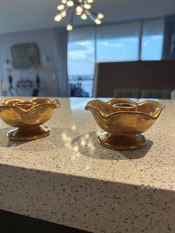 Pair of Stangl pottery vintage ceramic candlestick holders