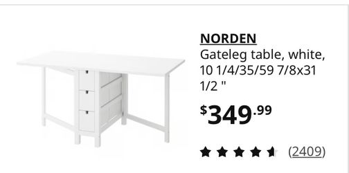 IKEA Double-sided Dropleaf Table w/ Storage Drawers