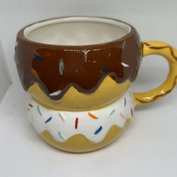 Chocolate Frosting, Sprinkles Ceramic Donut Coffee Mug, Tea Cup, 16oz