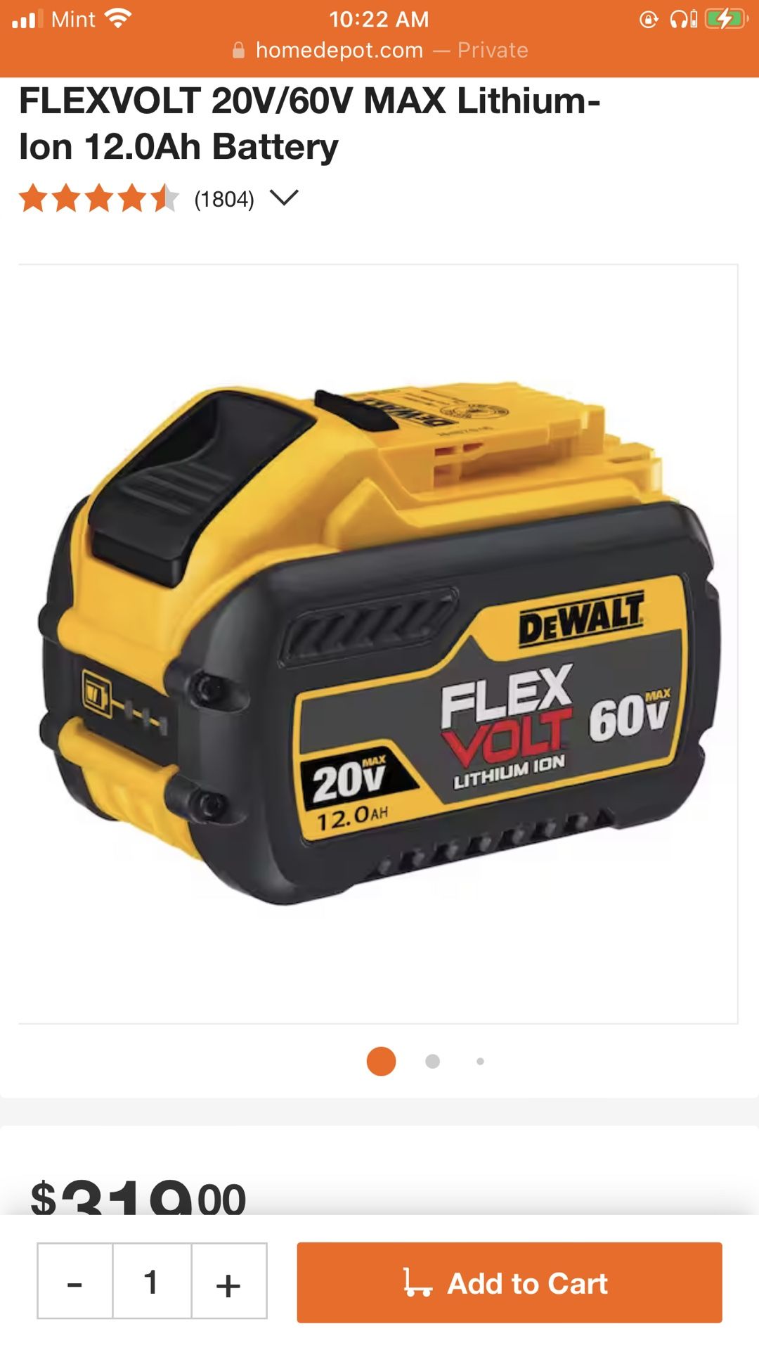 DeWalt 12.0ah Flexvolt 20v Battery