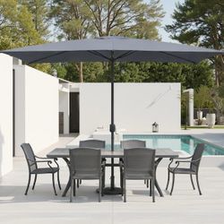 10 x 6.5ft. Steel Crank Rectangle Market Patio Umbrella