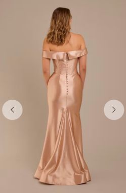 GALINA SIGNATURE  Sculpting Satin Off-the-Shoulder Dress STYLE# GS290162