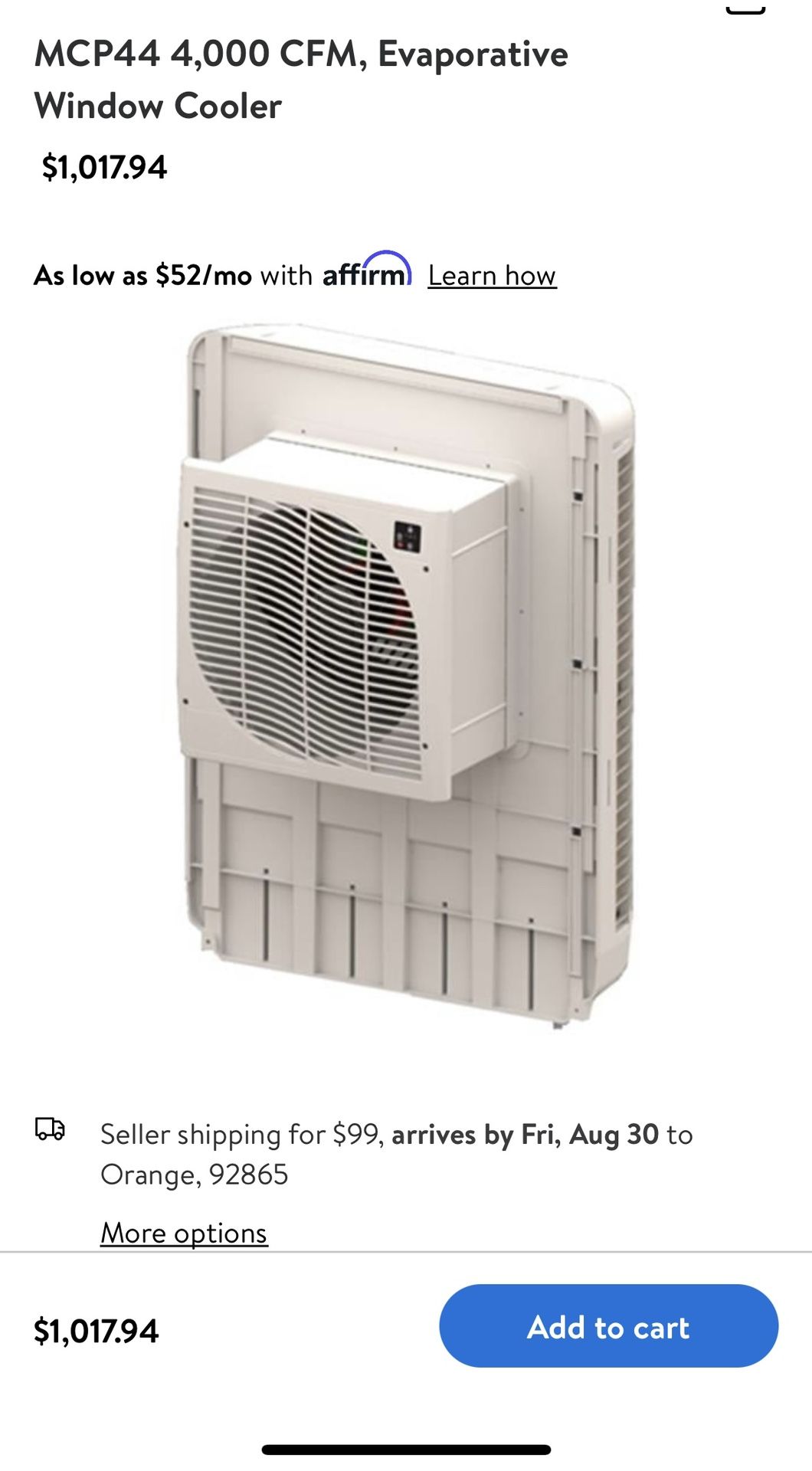 ma Champion MasterCool MCP44 1600 sq ft Window Mount Evaporative