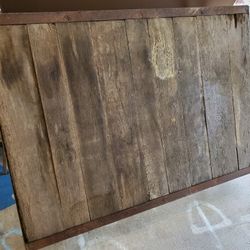 Antique 34"×48" Steel Framed Oak Boards Repurpose  TABLE FARM BARN