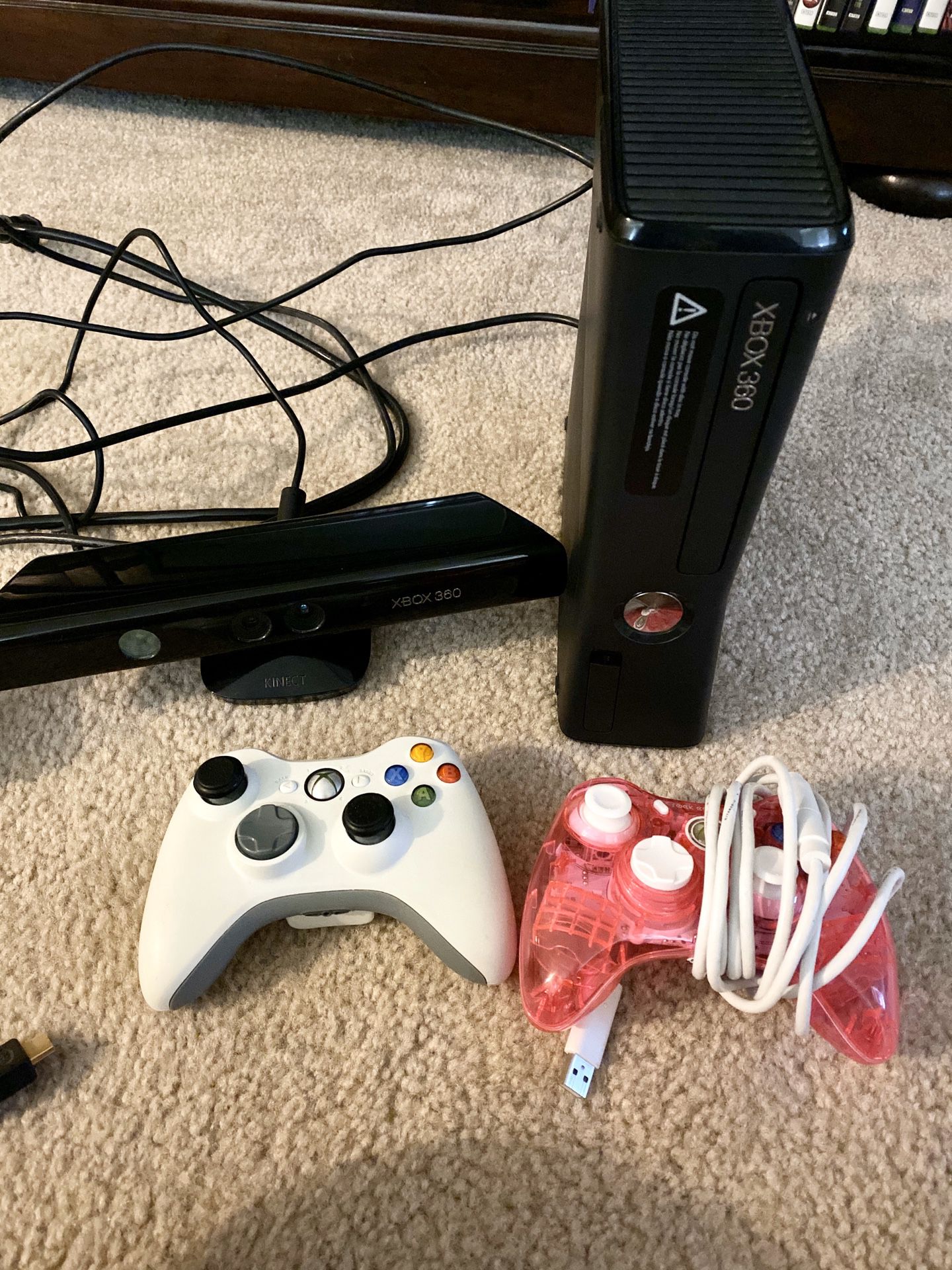 Xbox 360 w/Kinect & 18 games and two controllers