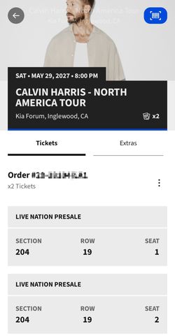 Calvin Harris North America Tour Ticket Saturday 5/29