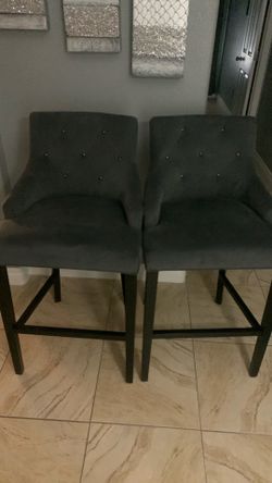 Set of 2 Gray Upholstered  counter chairs