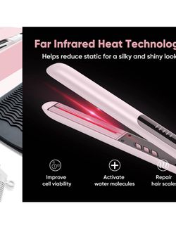Flat Iron Hair Straightener and Curler 2 in 1 with Infrared Light Therapy, 1 Inch Professional Ceramic Straightening Curling Iron with 10s Fast Heatin Thumbnail