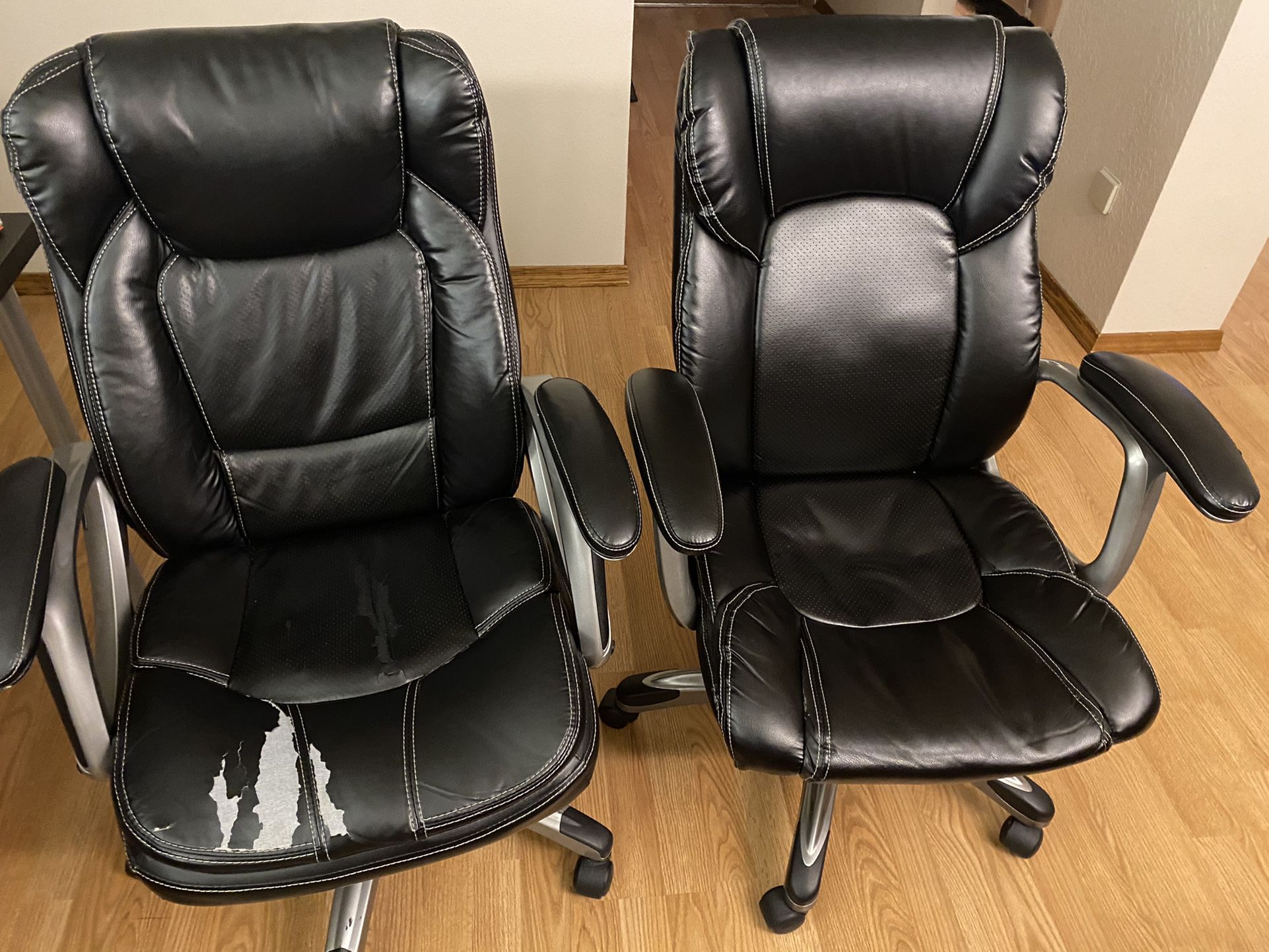 Black Pleather Office Chair + One