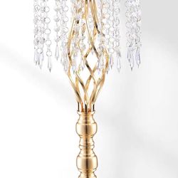 4 Piece Chandeliers Gold With Crystals 21 Inches Tall 