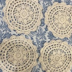 Small handmade crochet beige doilies $5 each 