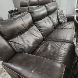 Leather Electric  Reclining Sofa