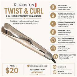 Brand New Remington Twist & Curl 2-in-1 Hair Straightener & Curler