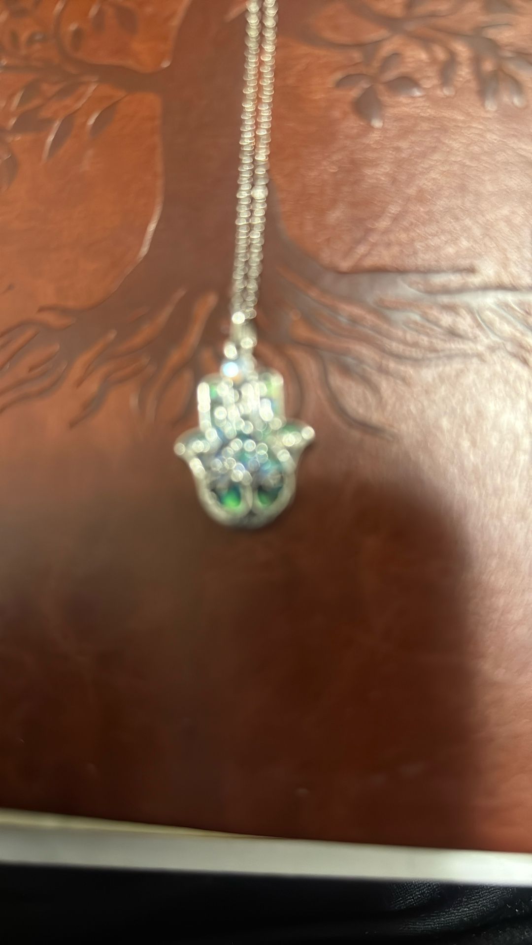 16” Adjustable To 17 Inches Sterling Silver Hamsa Hand Chain And Pendant