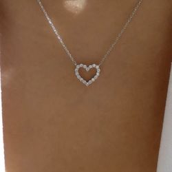 Rhinestone Heart Charm Necklace 