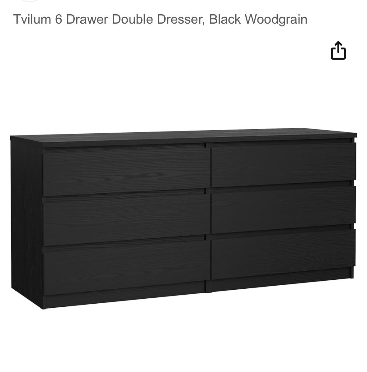 Black 6 Draw Dresser 