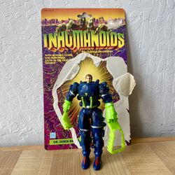 Vintage 1986 Hasbro Inhumanoids Dr. Derek Bright Action Figure Toy With Card Bac