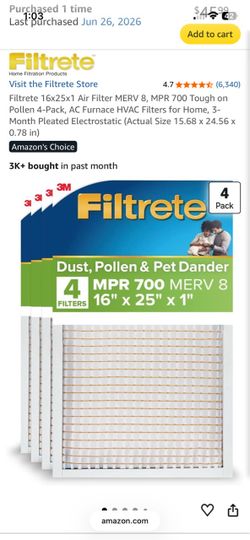Air Filter 16x25x1 (4-Pack)