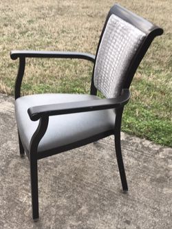 4 Nice brown metal chairs with great fabric