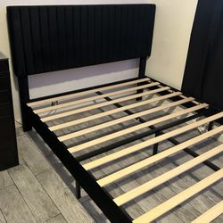 Black Queen Velvet Bed Frame