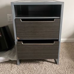 Grey And Brown Bedside Table