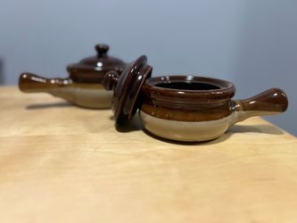 Vintage Ceramic French Onion Soup Crocks with Lids