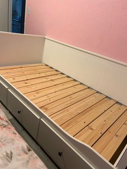 White Twin sized bed from IKEA