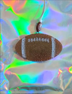 Football Design Hanging Car Freshie Air Freshener. mahogany teakwood scent