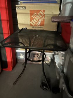 Wrought Iron Outside Table And Chairs With Umbrella Stand