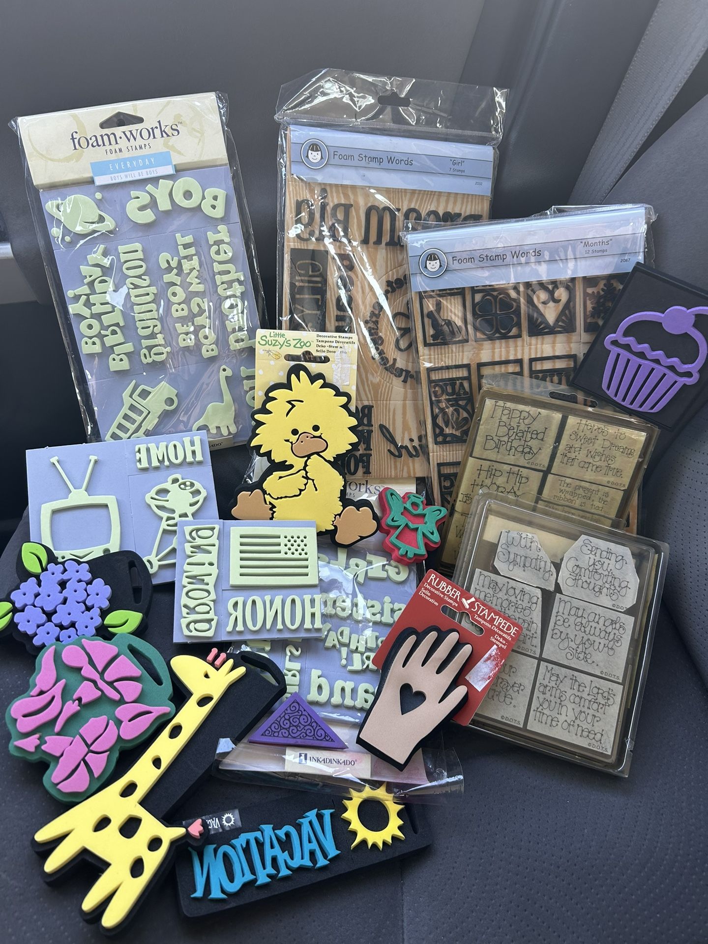 60 Foam Stamps For Crafting, Scrapbooking, Card Making