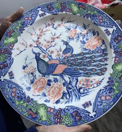 RARE! SM Japan Peacock Transferware Serving Platter, Serving Platter, Transferware Platter, Transferware, Platter, Japan, 1950's