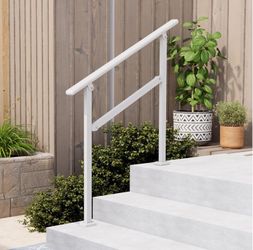 Hand Rails for Outdoor Steps,2-3 Step Railing for Stairs,Adjustable Porch Railing,Hand Rails for Seniors,Outdoor Deck Handrails for Exterior Steps,Whi