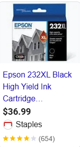 Epson 232xl Black ink