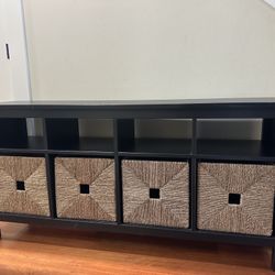 Ikea Hemnes Console Table With 4 Wicker Baskets