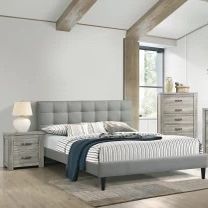 Full Size  Gray Bed With Orthopedic Mattress 