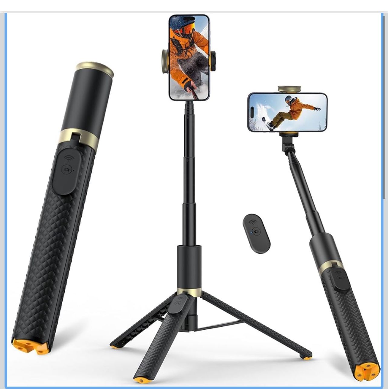 Trípode para teléfono y palo selfie con control remoto, portátil, ligero para grabación de video, soporte de trípode de viaje extensible compatible co