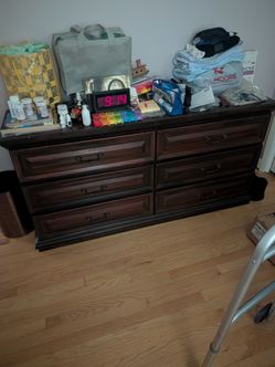 Dark Wood 6-Drawer Double Dresser