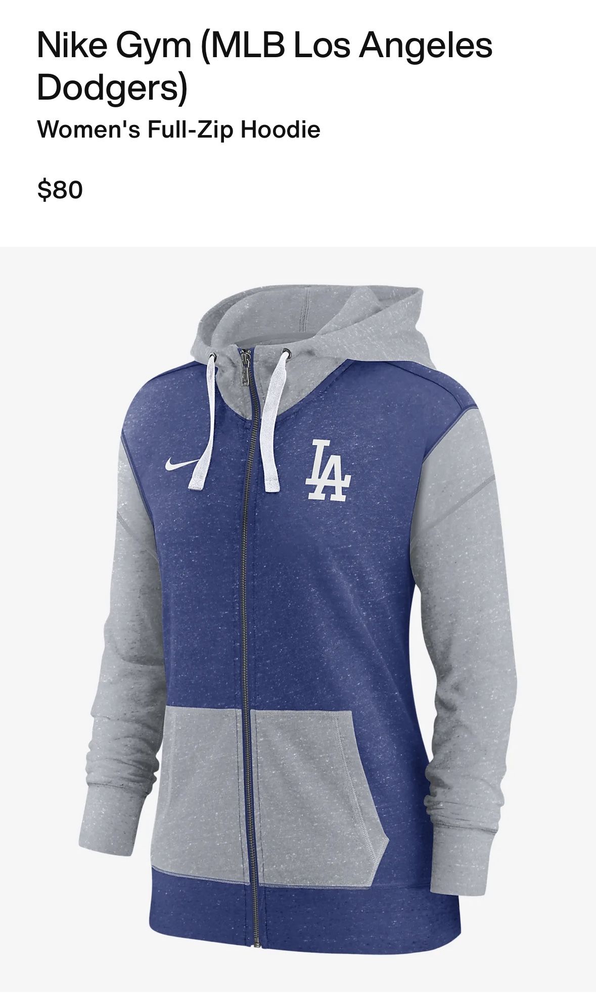Los Angeles Dodgers Women’s Nike Full Zip Large