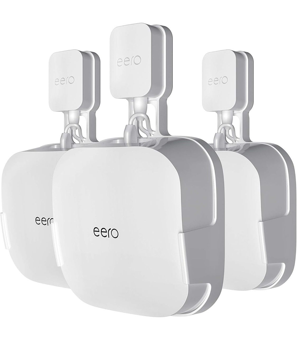 COOLWUFAN Wall Mount Holder for eero Pro 6/6E Home WiFi System - Simple and Sturdy Stand Bracket for Tri-Band Mesh Wi-Fi 6 System (White, 3 Pack)