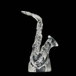 Crystal D’Arques 24% lead crystal saxophone 7” Tall Paperweight Sculpture