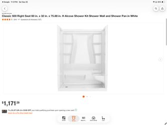 🚿 DELTA CLASSIC 500 — COMPLETE SHOWER 60” × 32” • RIGHT-SIDE SEAT 🔥 $875 — NO TAX! 🔥 🏪 Home Depot comparable: $1,171.29 + tax 📦 COMPLETE 3-PIE