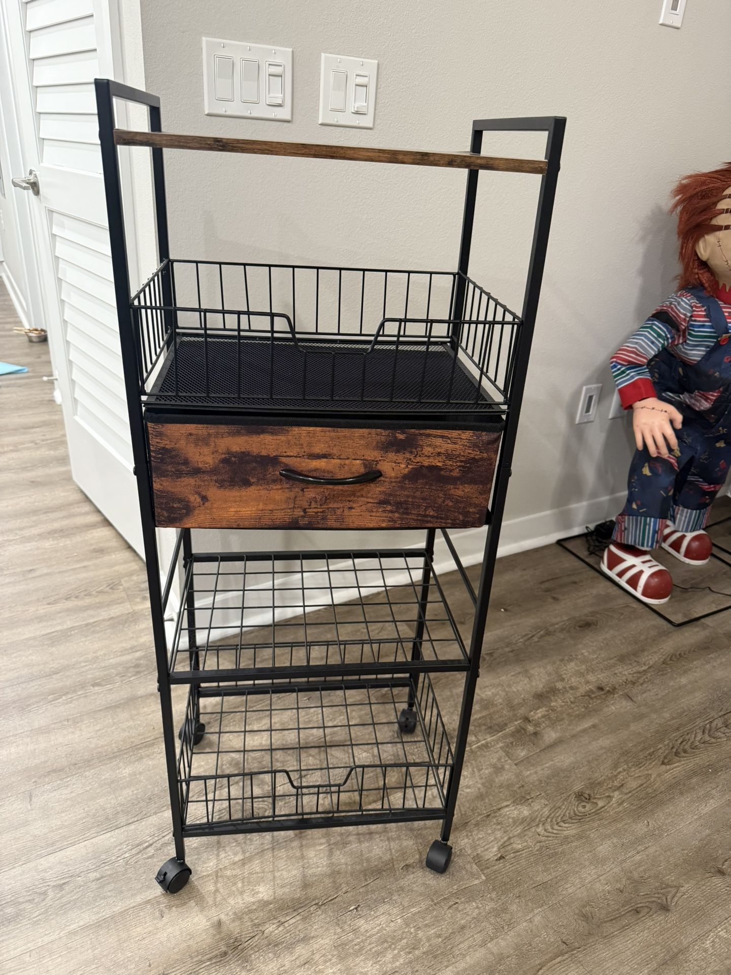 Kitchen Storage Cart, 5-Tier Utility Organizer,Rolling Snack Cart with Wheels