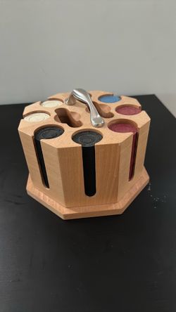 Vintage Poker Chip Set with Wooden Chip Holder