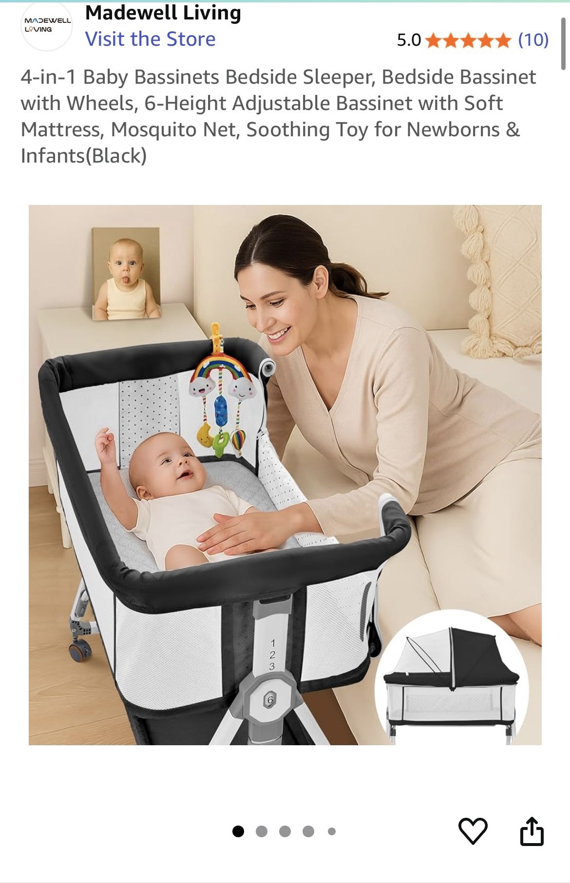 Brand New 4-in-1 Baby Bassinets Bedside Sleeper