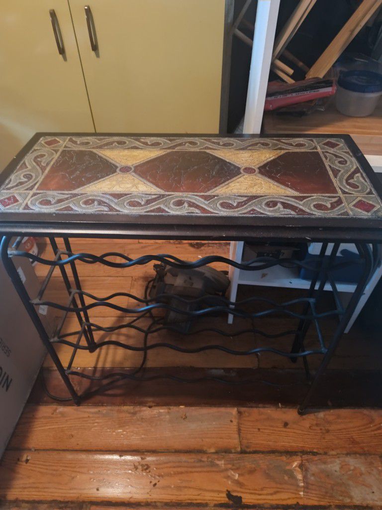 Entryway Table Top Is Solid Wooden The Frame Is Rod Iron 