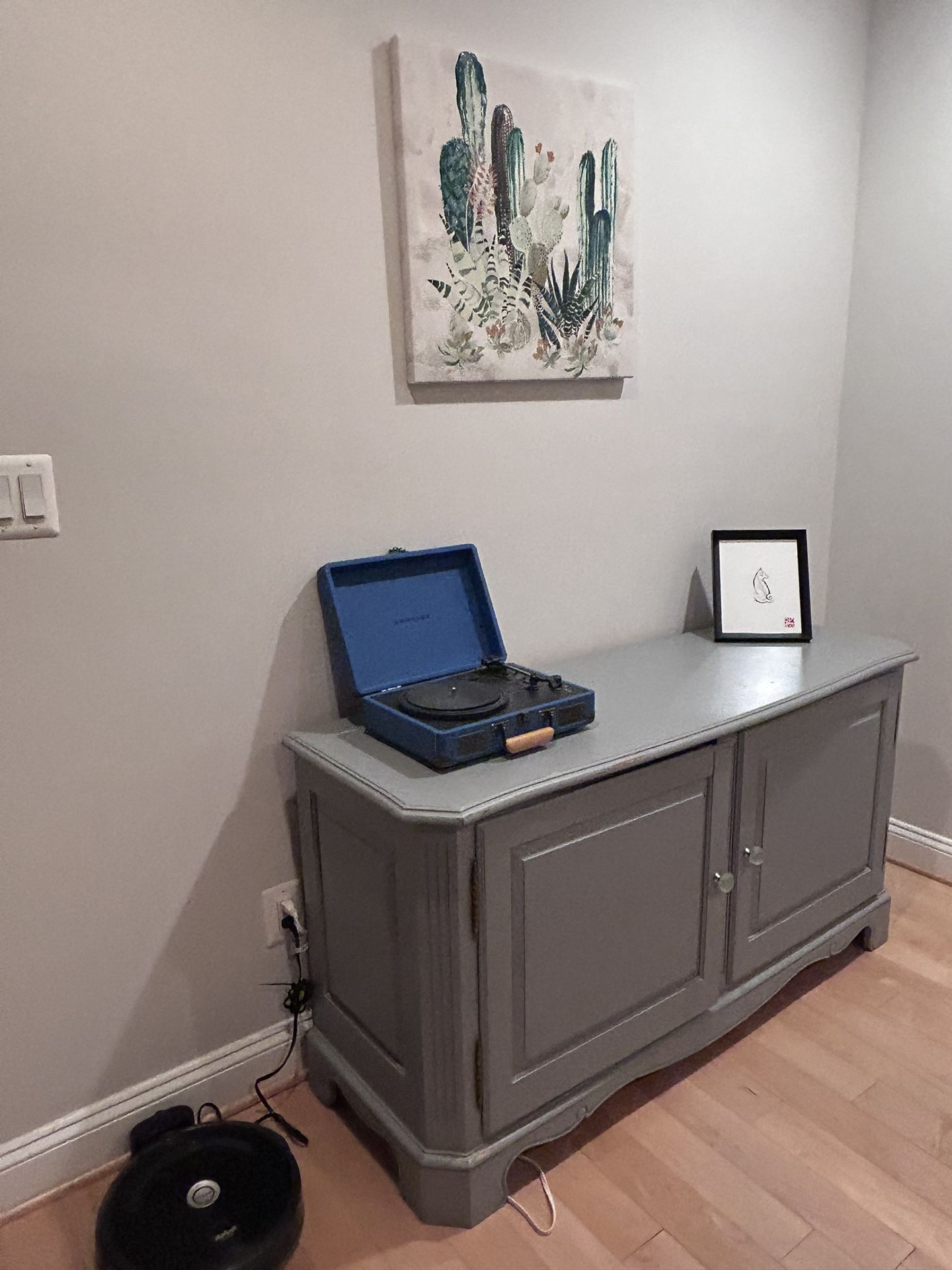 Blue Grey Dining Room Credenza / Living Room Organizer