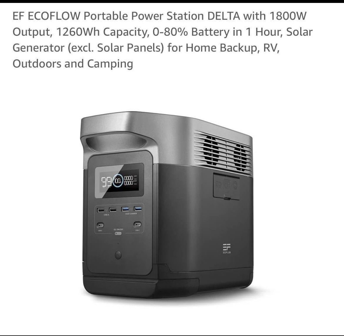 EF ECOFLOW Portable Power Station DELTA with 1800W Output, 1260Wh Capacity, 0 80% Battery in 1 Hour,,All Products : American Fashion Style Bags On Sale