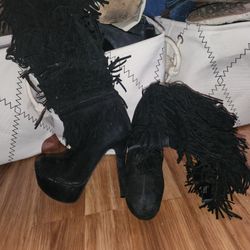Heels - Fringe Boots