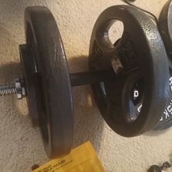 Adjustable Weight Dumbbell, 2x 25lb Weights, 2x 5 Lb Weights And Bar 