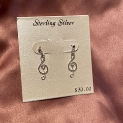 NEW sterling silver treble clef earrings